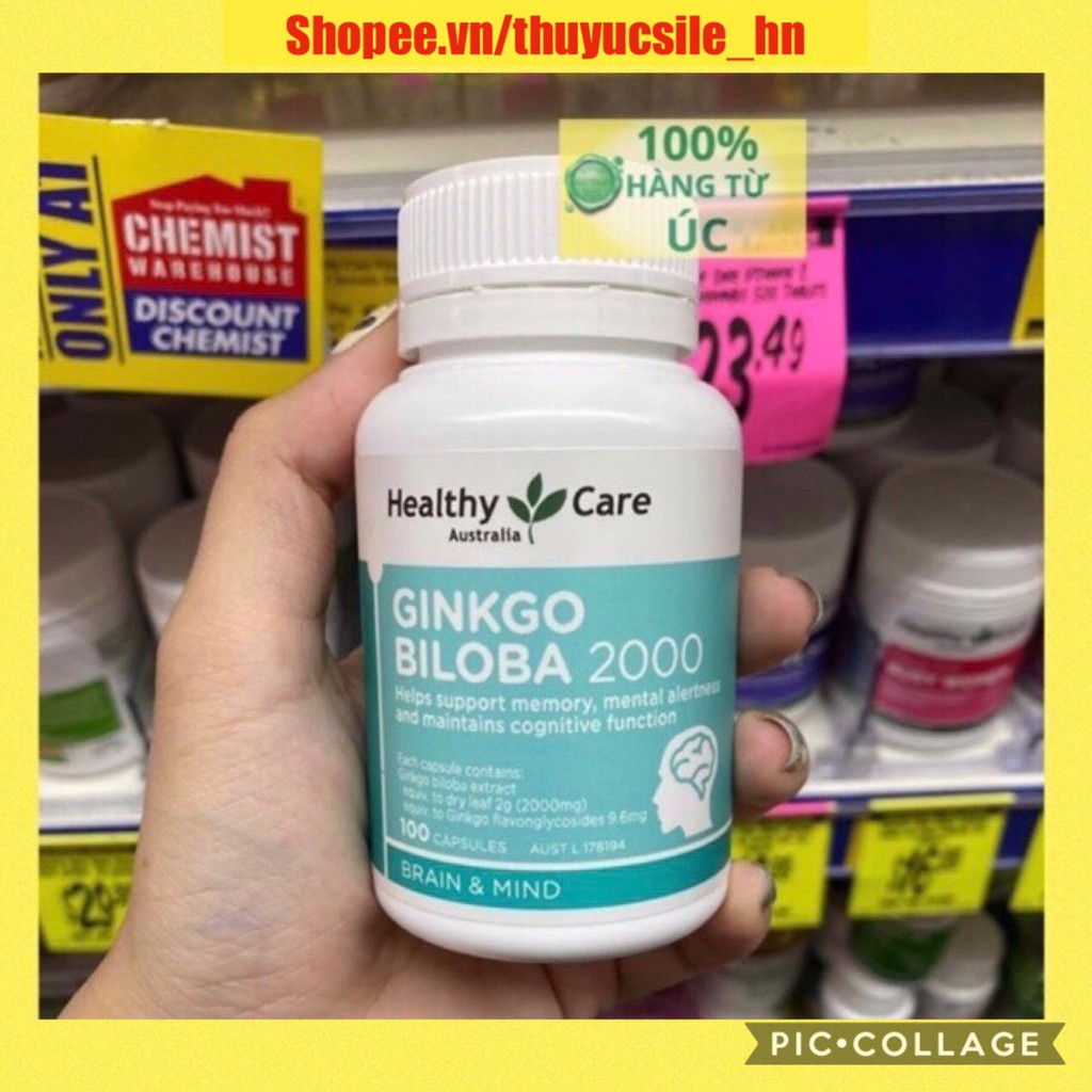 (Date 01/2024 - Mẫu mới 2020) Viên Uống Bổ Não Healthy Care Ginkgo Biloba Úc, 100 viên