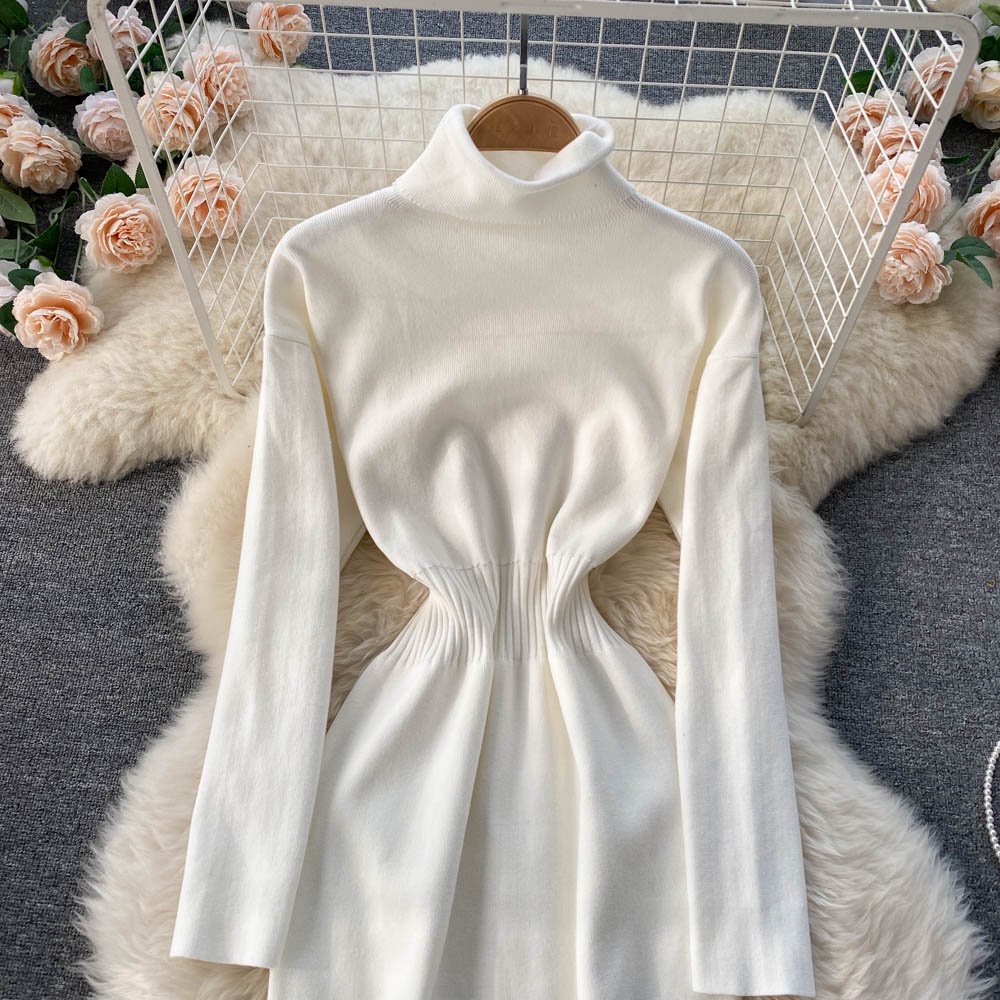 Đầm len cổ cao 3 phân dáng ôm dài