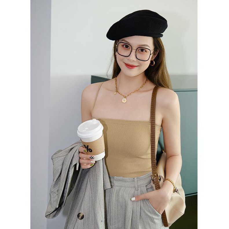 Áo Bra Nữ Quây Tăm 2 Dây Dáng Dài Có Mút Lót Gam Màu Patstel Quyến Rũ - 1880 mầu đen trắng coco land deal hot hủy