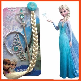 [Sale] Set Phụ kiện Vương miện + tóc + gậy công chúa Elsa cho bé gái