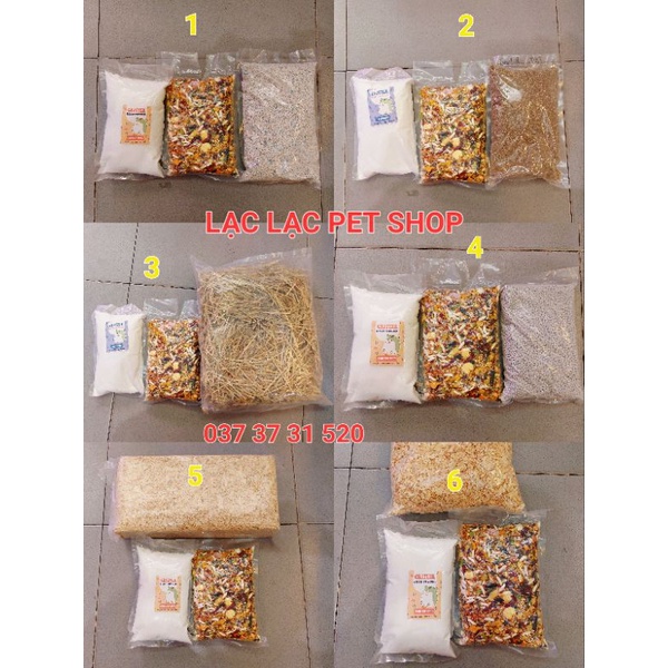 Combo Thức ăn - Lót chuồng - Cát tắm cho Hamster