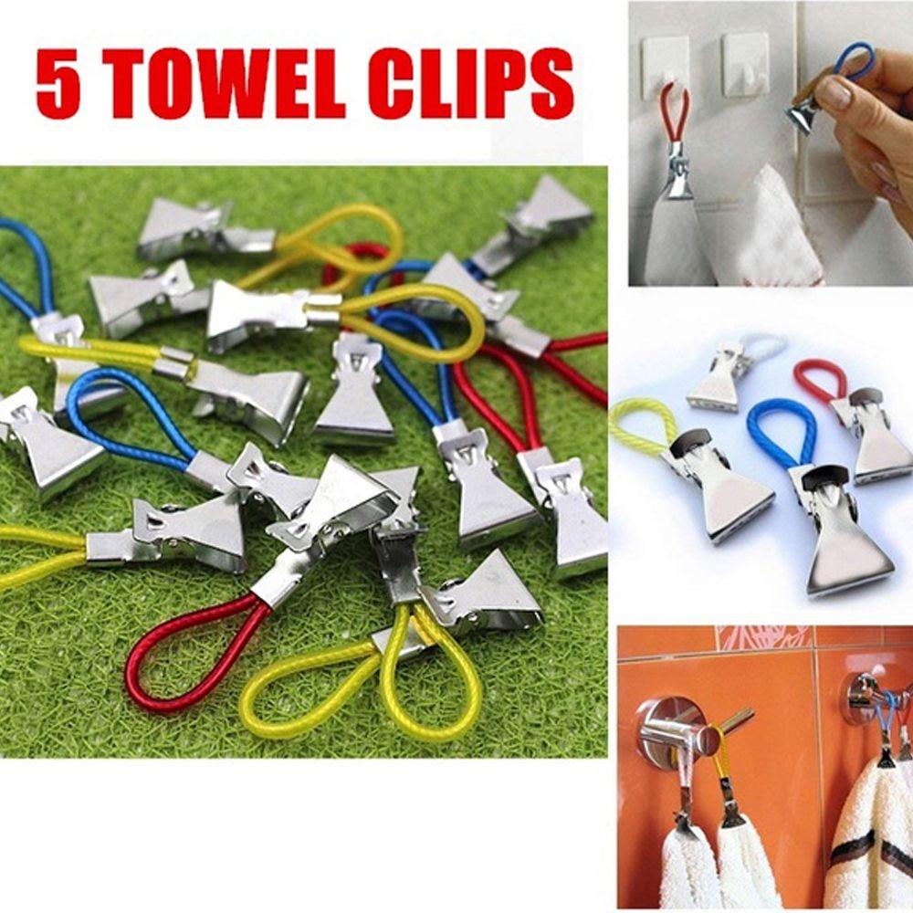 Set 5 Giá Đỡ Kẹp Treo Khăn Tắm Bằng Kim Loại