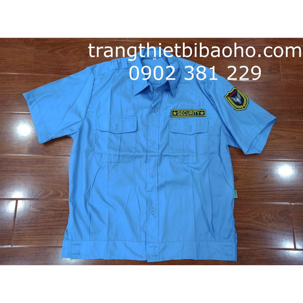 Áo bảo vệ bo dưới kiểu budong màu xanh dương kèm 2 logo - hình thật