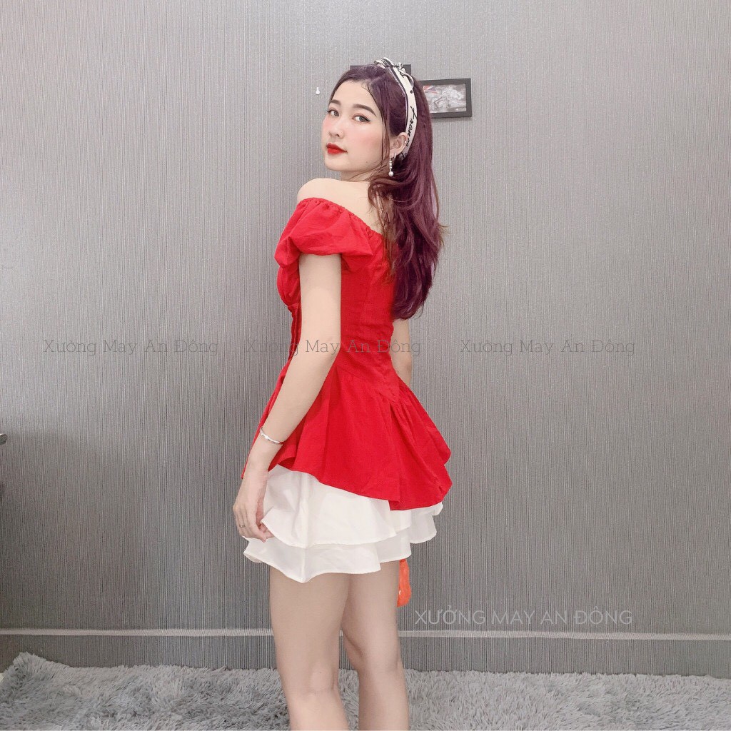 Áo kiểu trễ vai cúp ngực mix chân váy cực xinh [ hình ảnh, video shop tự chụp] | BigBuy360 - bigbuy360.vn
