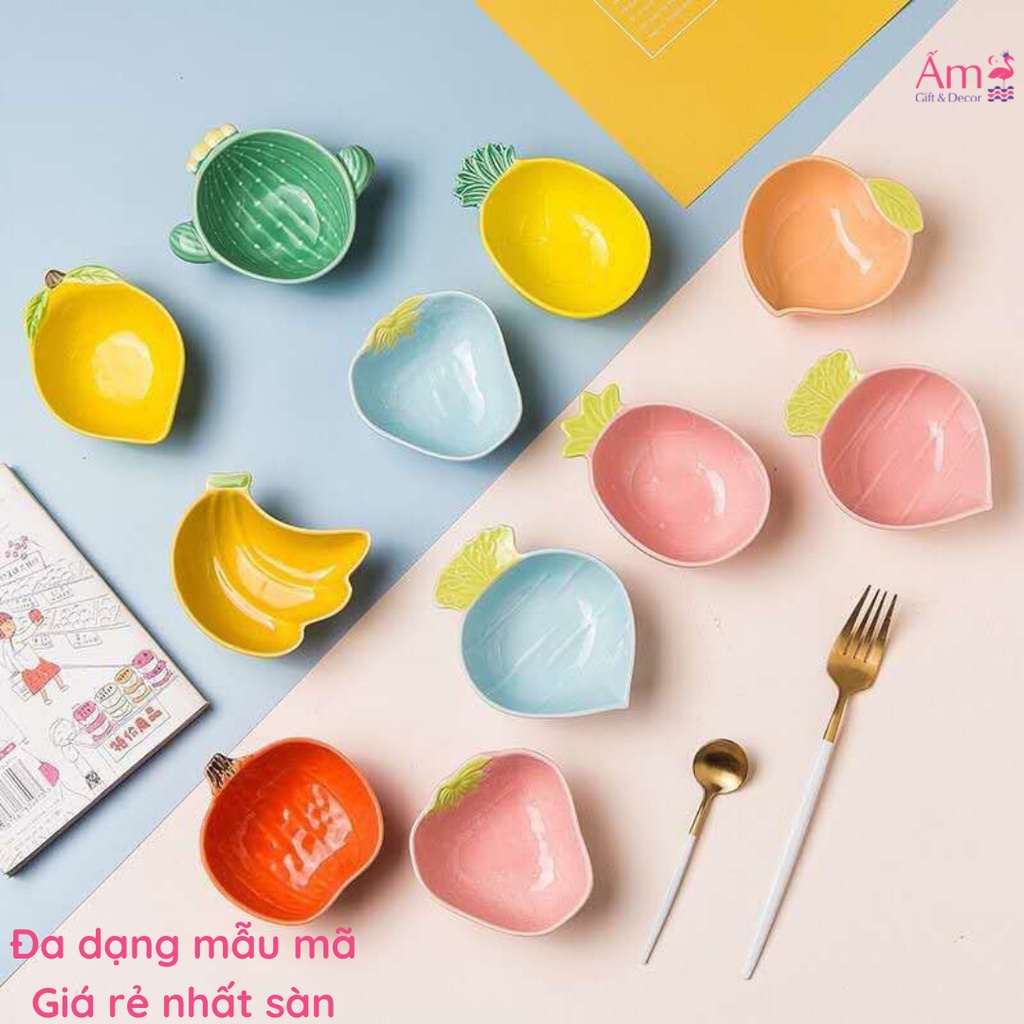 Đĩa Đựng Nước Chấm Cho Bé Hình Dứa Gốm Sứ Cao Cấp Dung Tích 70ml Ấm Baby Dạy Trẻ Tập Ăn Kiểu Nhật Bản Ấm Gift &amp; Decor