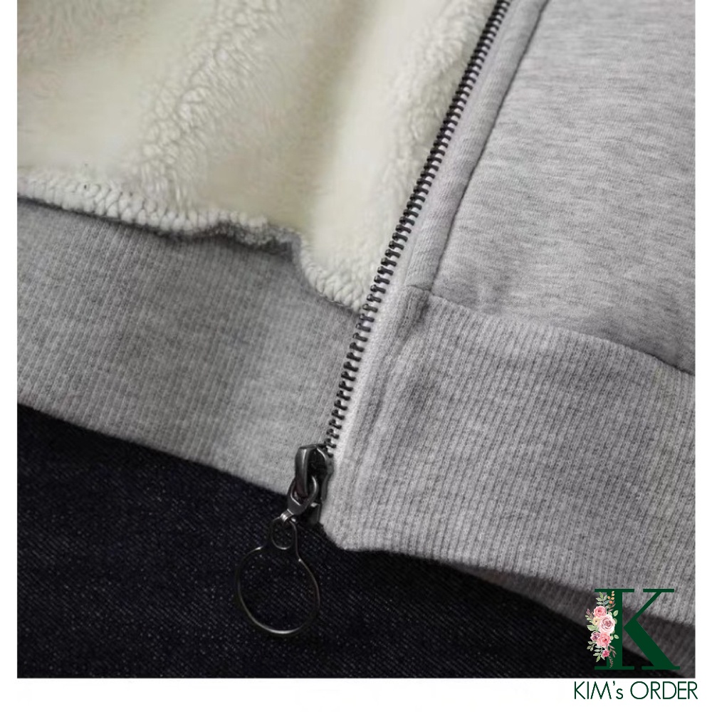 Áo khoác nỉ nam nữ màu đen ghi xám dài tay có mũ lót bông dày dặn mùa thu đông phong cách Hàn Quốc phom rộng có khoá kéo | BigBuy360 - bigbuy360.vn