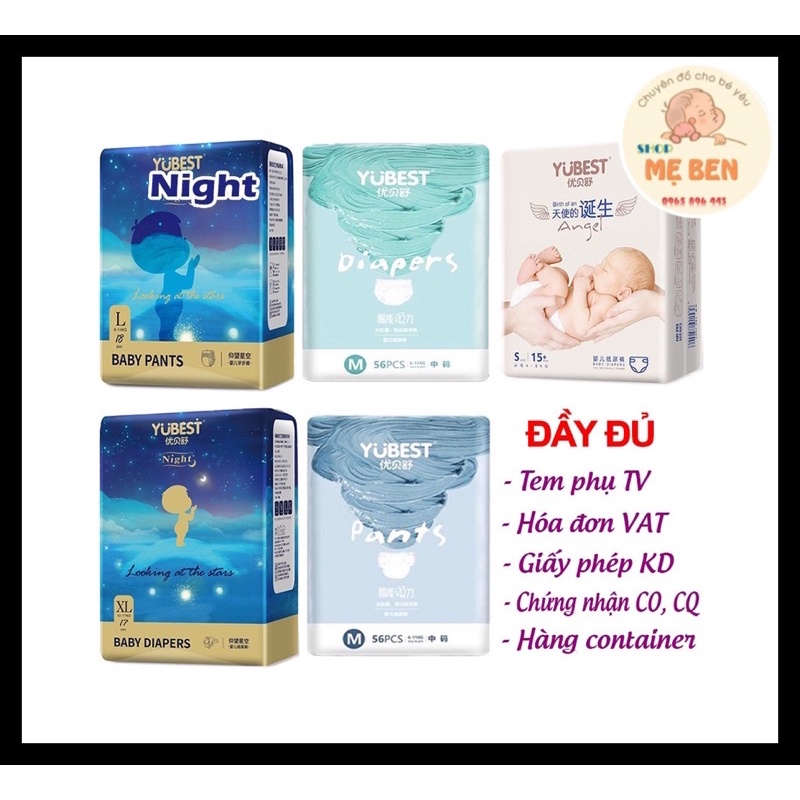 BỈM YUBEST 💝TẶNG QUÀ💝 Yubest Gold/Angel/Night/Natural/Core - Tã Yubest Dán/Quần đủ size S132,S90,M108,M84,L96,L78