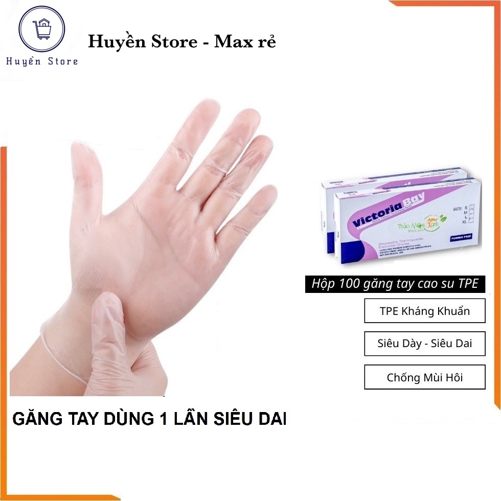 Hộp 100 Găng Tay Mỏng, Siêu Dai, Dùng 1 Lần, Nấu Ăn - Làm Bếp - Vệ Sinh - Tiện Dụng Trong Nhà