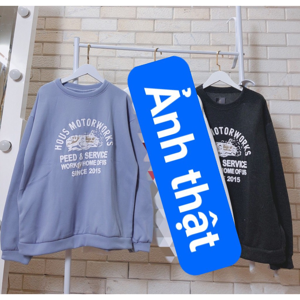 ÁO NỈ PEED IN PHỒNG - ÁO SWEATER THU ĐÔNG XANH BE ĐEN | BigBuy360 - bigbuy360.vn