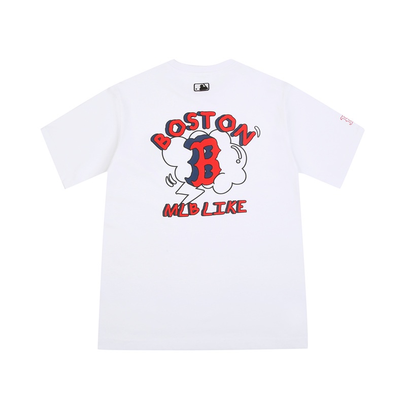 MLB Áo Thun Tay Ngắn Màu Trắng In Họa Tiết graffiti Thời Trang Mùa Hè Cho Nam Và Nữ