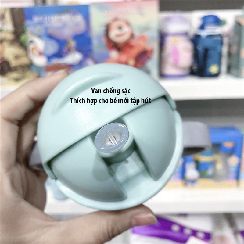 Bình nước tập uống có van chống sặc cho bé từ 6 tháng có tay cầm đi học đi chơi 250ml BN08 Homedy Kids