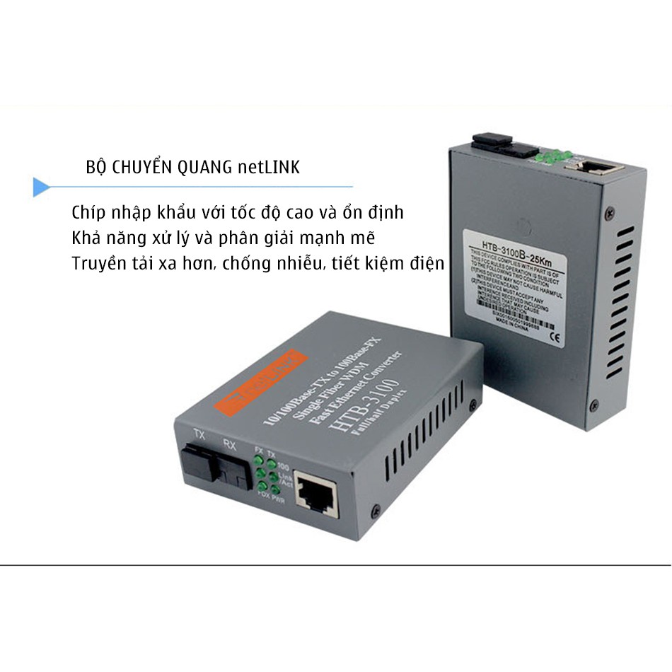 Bộ Chuyển đổi quang điện netLINK HTB-3100 A/B (1 Cặp) - Converter quang điện netlink HTB 3100 AB