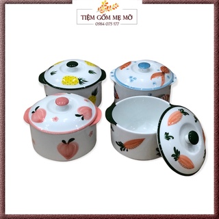 Thố hai tai có nắp Bát decor trang trí thức ăn Âu đựng mỡ đựng mẻ gốm sứ Bát Tràng