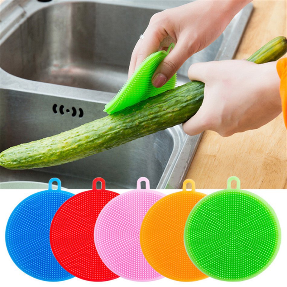 1 Miếng Chà Rửa Silicone Đa Năng Cho Nhà Bếp / Phòng Tắm Màu Ngẫu Nhiên