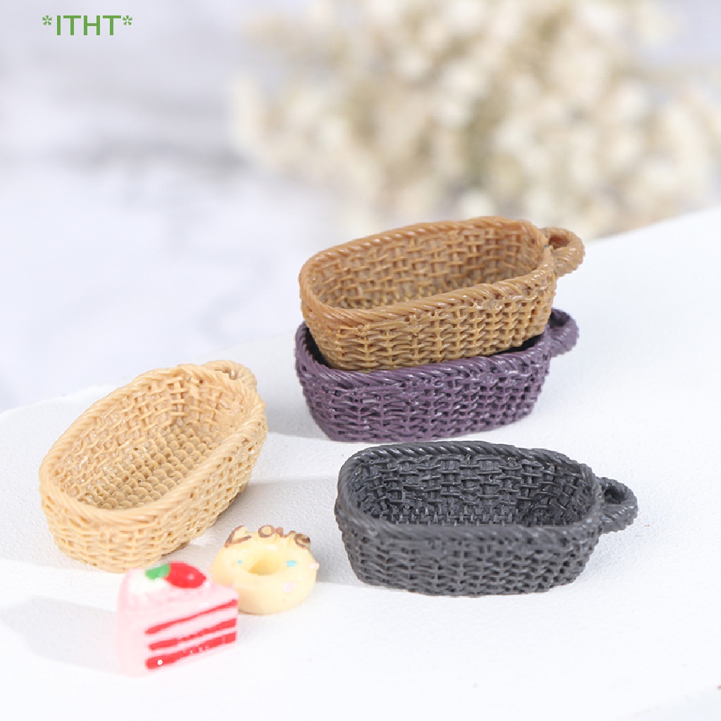 Giỏ Bánh Mì Mini Bằng Nhựa Resin Tỉ Lệ 1: 12 Trang Trí Nhà Búp Bê Mới