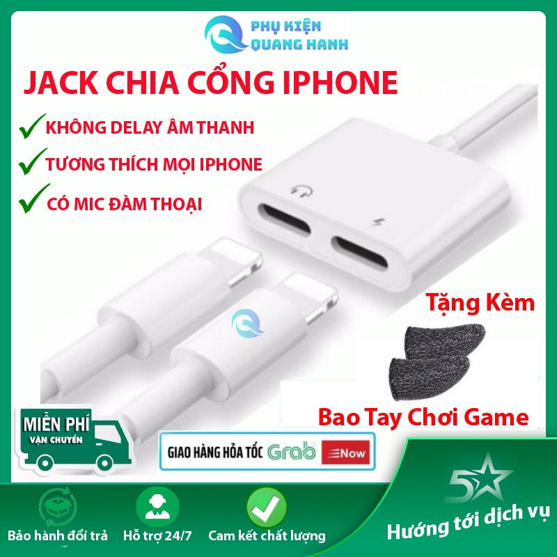 💥Jack Chuyển Đổi Vừa Sạc Vừa Cắm Tai Nghe🛳 (Chia 2 Cổng Chân Cho Các Dòng ip) cáp chia cổng
