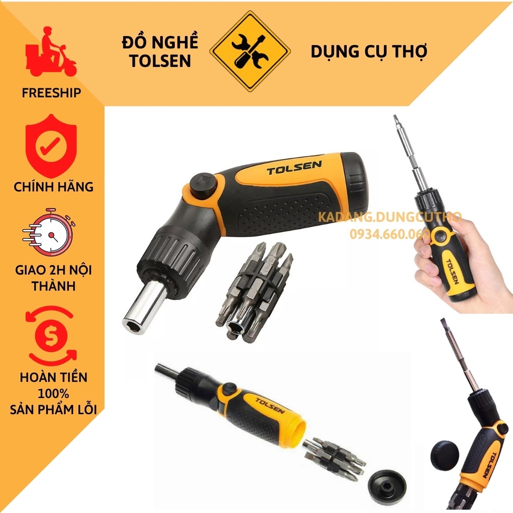 Bộ tua vít đa năng 14 trong 1 TOLSEN, Bộ tô vít đảo chiều, thay đổi đầu vít linh hoạt 14 chi tiết hỗ trợ mở ốc, sửa chữa