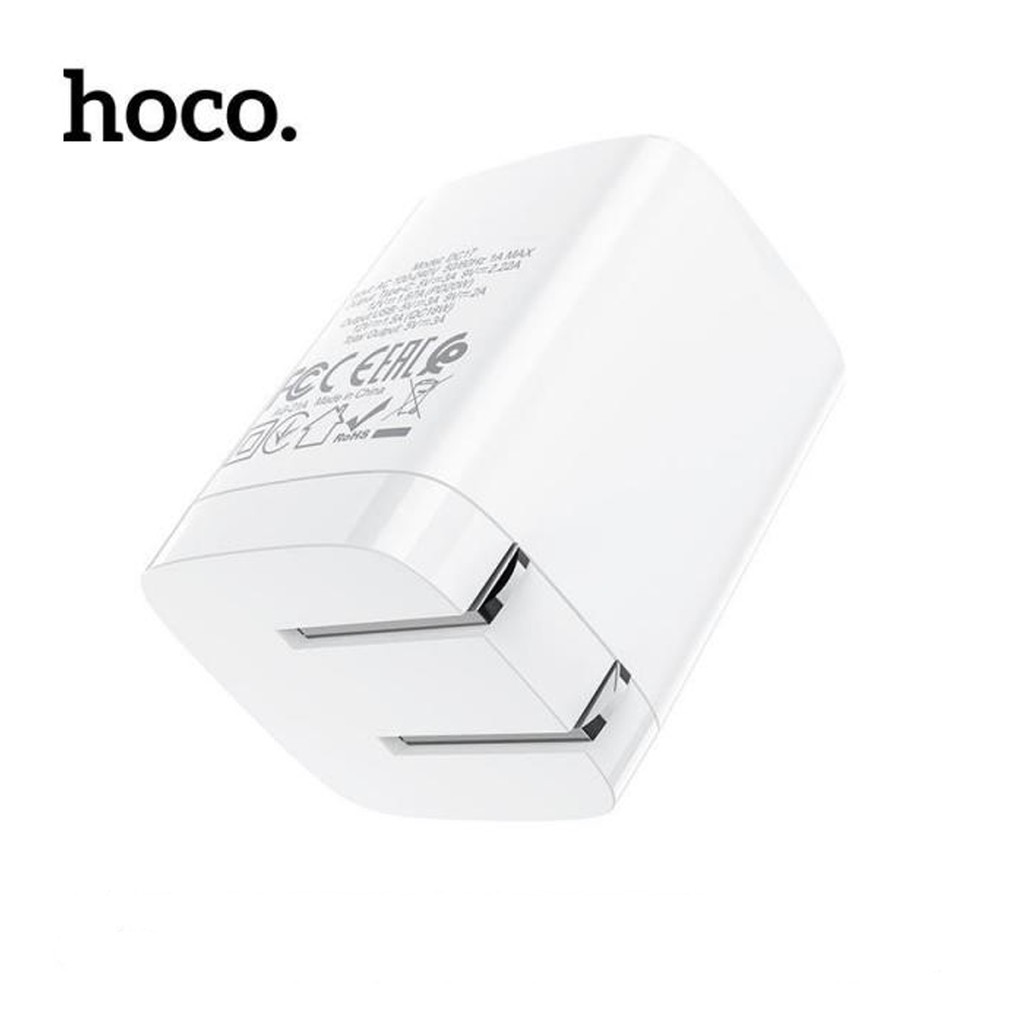 Củ sạc nhanh Hoco DC17 2 cổng kép ( Type-C + USB ) hỗ trợ PD 20W, sạc nhanh 3A, Quick Charger 3.0, chân cắm gấp gọn