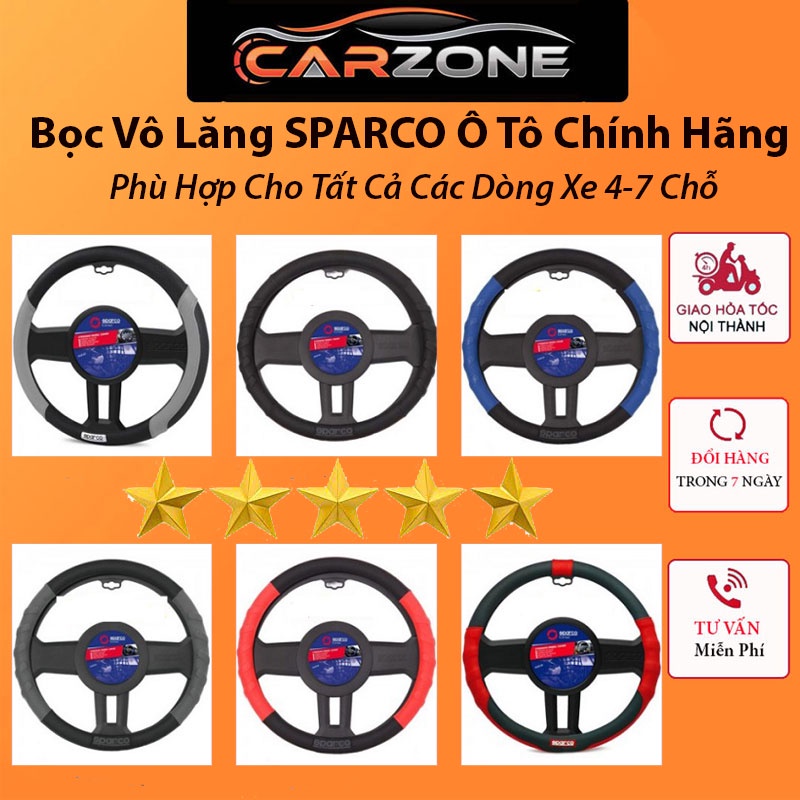 Bọc Vô Lăng Sparco Chính Hãng Cao Cấp - Ốp Vô Lăng Ô Tô Phù Hợp Các Dòng Xe Từ 4-7 Chỗ Bao Gồm SUV Và Mini SUV CARZONE