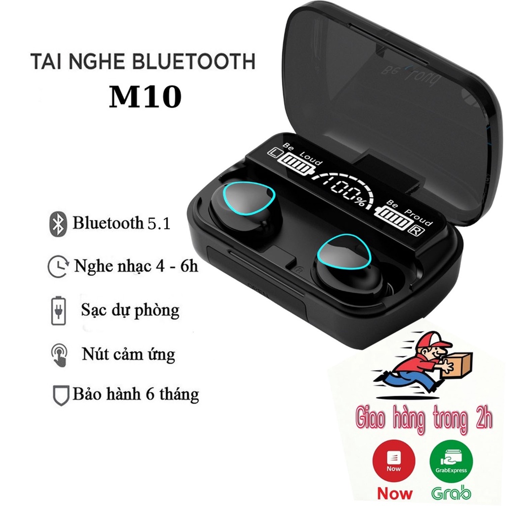 Tai Nghe TWS M10 3500mah Kết Nối Bluetooth Không Dây Âm Thanh Nổi Điều Khiển Cảm Ứng Không Thấm Nước Màn Hình LED Hd