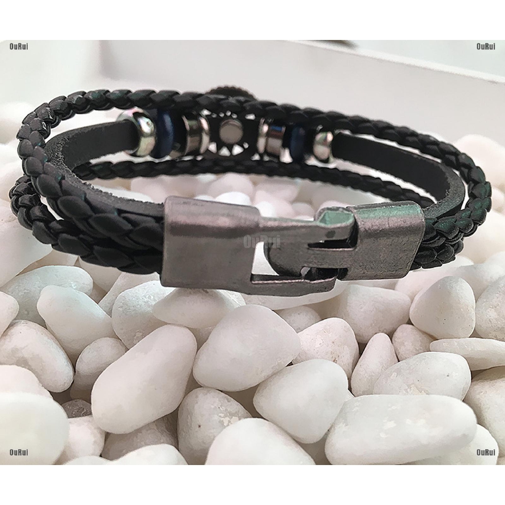 Vòng Tay Da Pu Phối Biểu Tượng Cực Kỳ Thời Trang Cho Nam Và Nữ