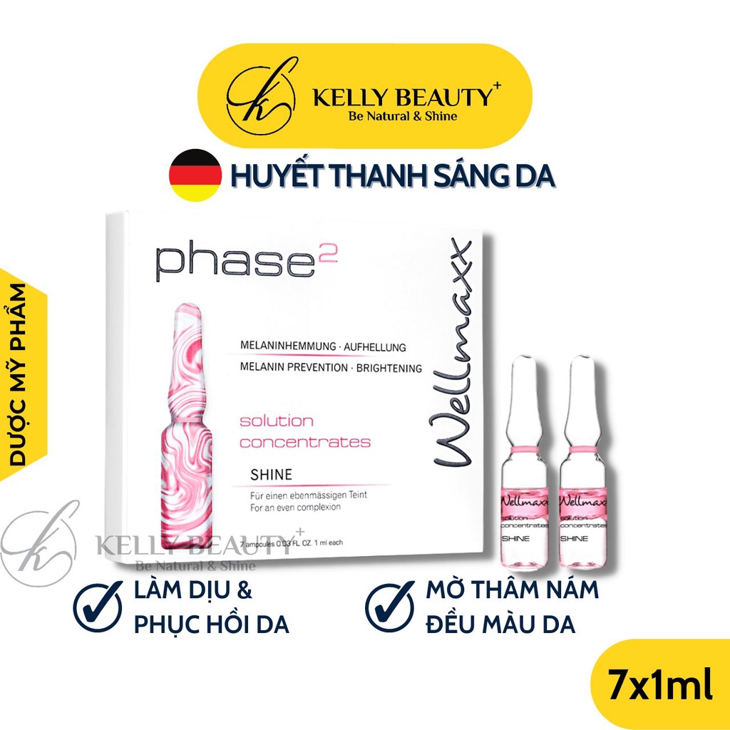 Huyết Thanh Sáng Da Phase 2 Shine WELLMAXX - Phục Hồi Da Sau Peel, Ngừa Tăng Sắc Tố, Mờ Thâm Nám | Kelly Beauty
