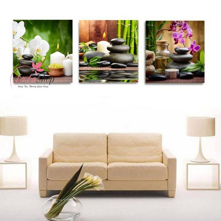 Bộ 3 Tranh Spa Canvas giá xưởng - Tặng kèm đinh đa năng không cần khoan tường