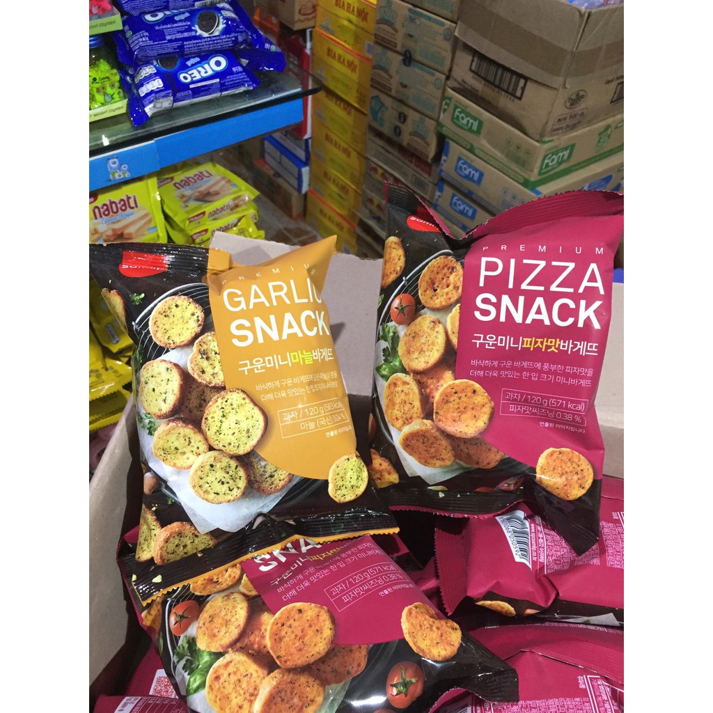 Snack bánh mì bơ tỏi và sấy Pizza siêu thơm ngon Hàn Quốc gói 120g