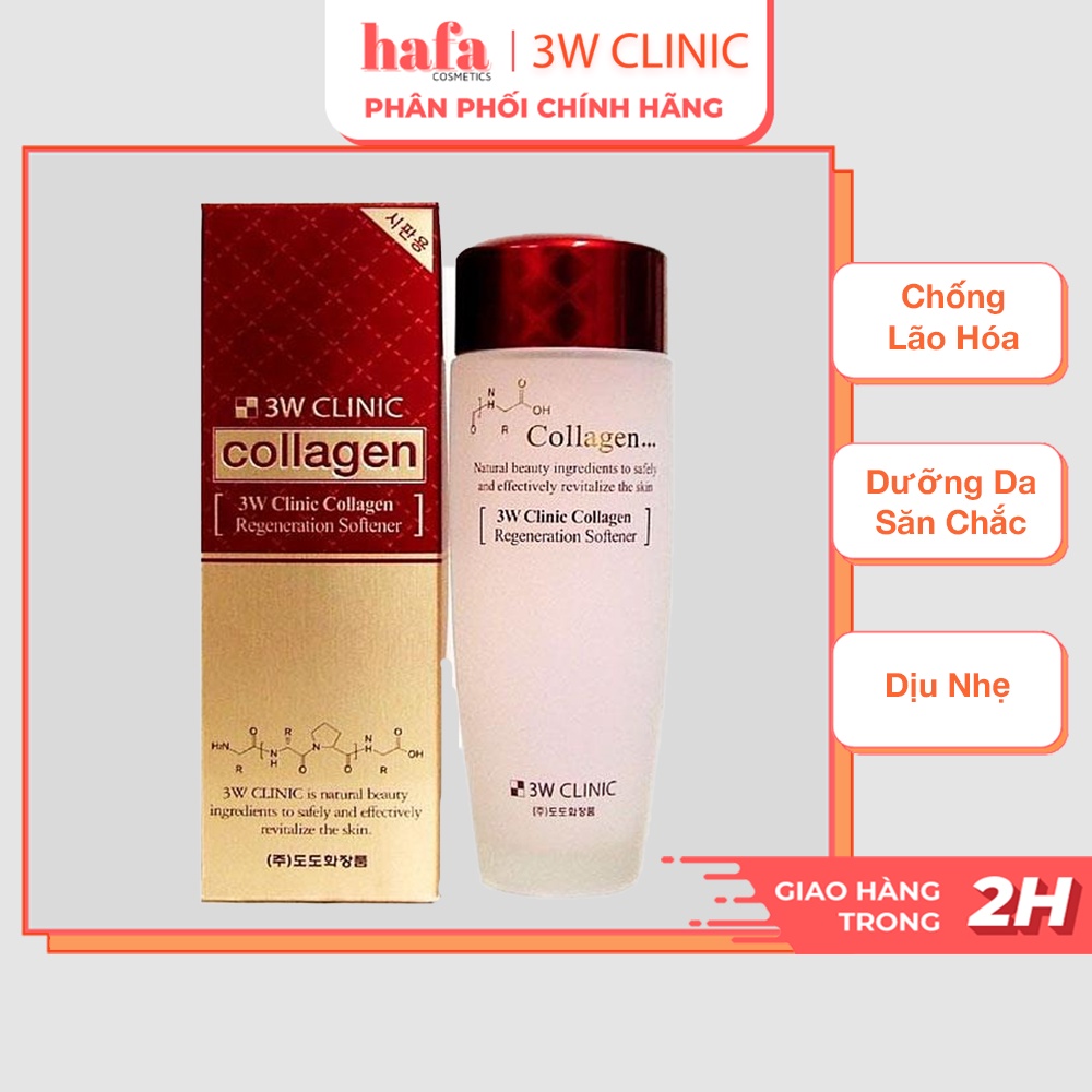 Nước Hoa Hồng Dưỡng Săn Chắc Da Chống Lão Hóa 3W Clinic Collagen Regeneration Softener 150ml _ 3W Clinic Chính Hãng