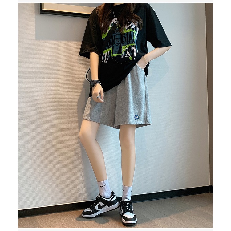 Quần short ZHELIHANGFEI dây rút vải cotton thời trang thể thao cho nữ oversize