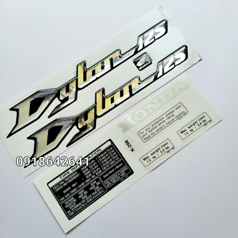 Bộ tem chữ Dylan 125 kèm thông số như zin