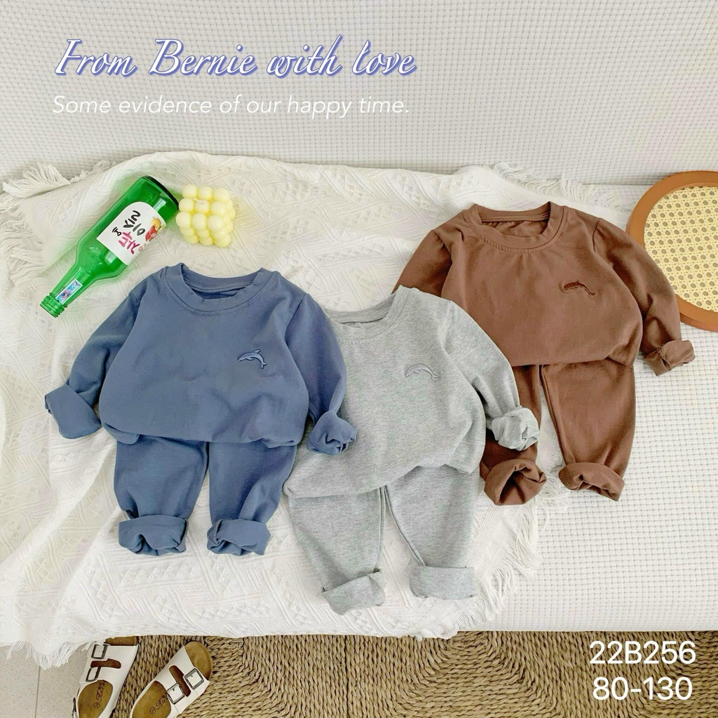 Bộ cotton dài tay thêu cá Bernie cho bé