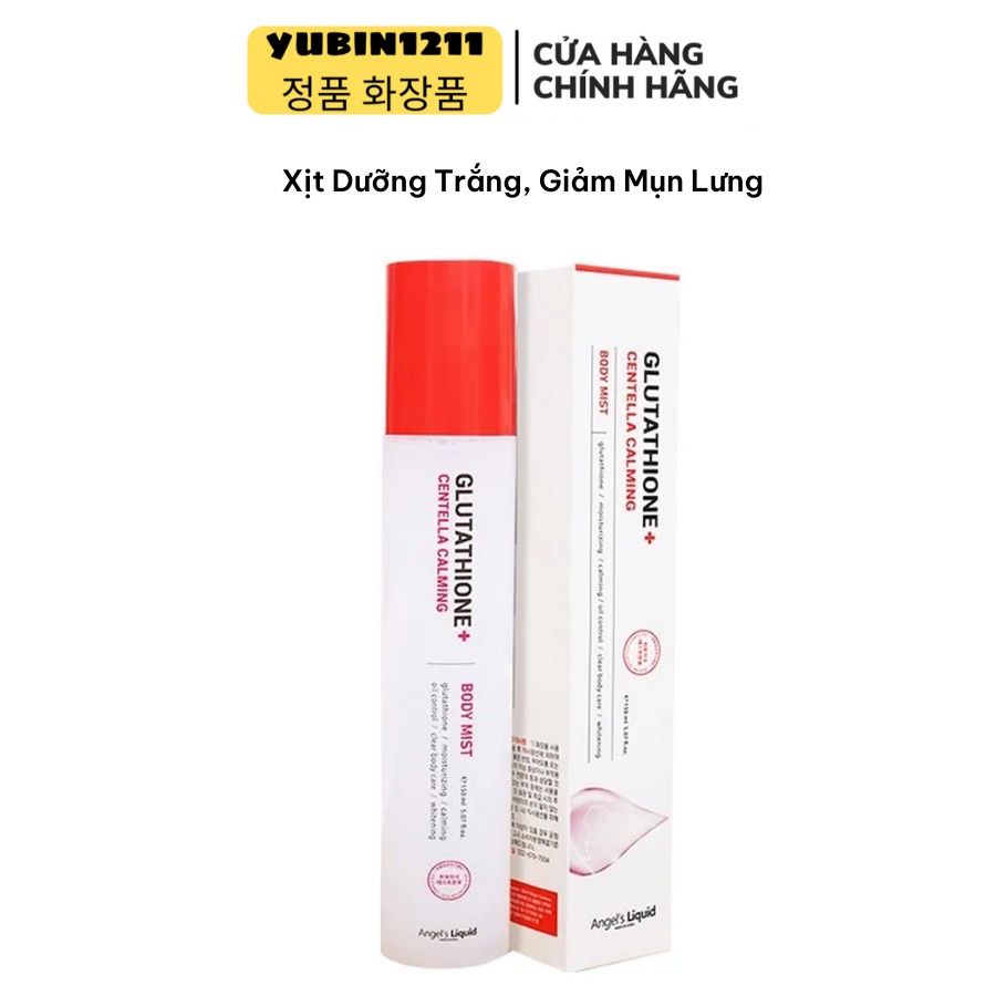 Xịt Mụn Lưng giảm Thâm Sau Mụn Angel's Liquid Glutathione+ Centella Calming Body Mist 150ml