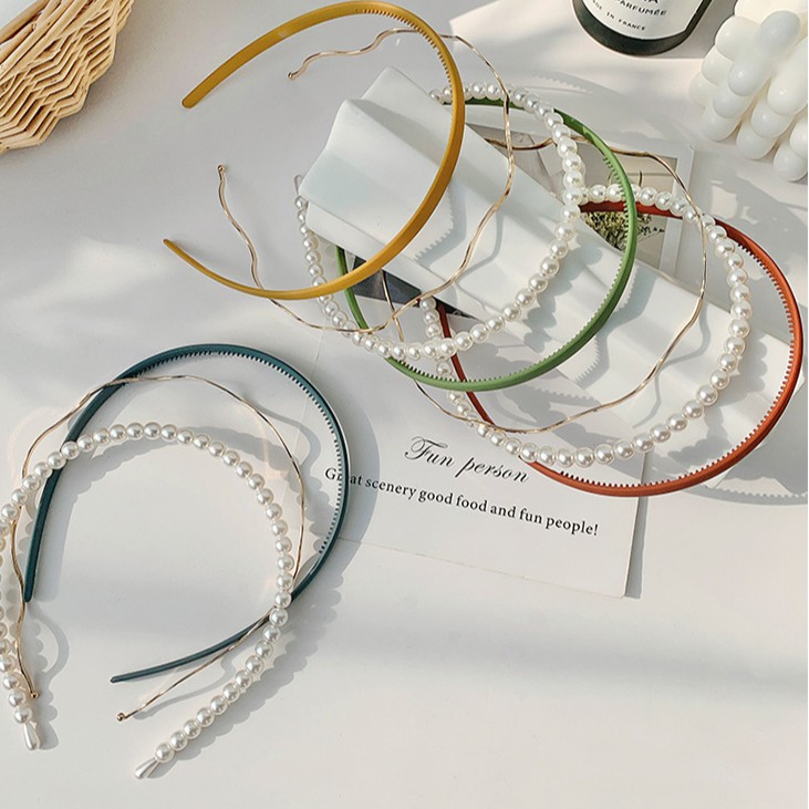 Bộ 3 cài tóc đính ngọc trai kiểu dáng xinh xắn dành cho nữ （Hairband）