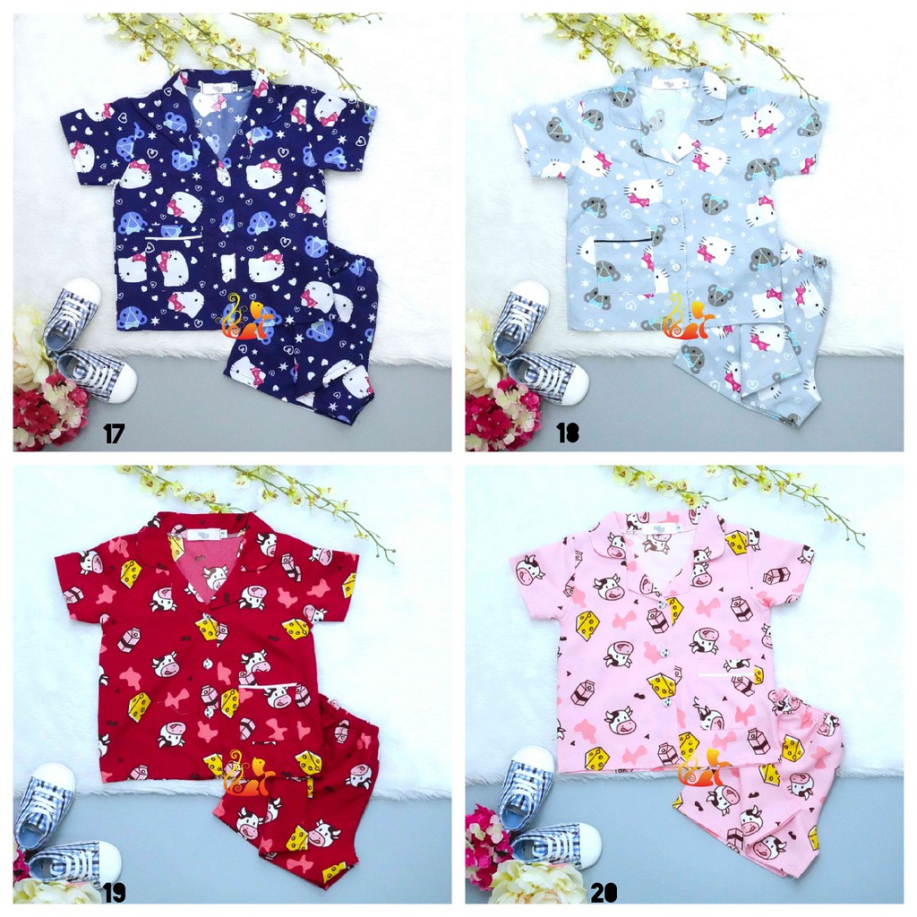 Size số 4 - Bộ Đồ Mặc Nhà "Quần Đùi" Pijama Kate Thái - Cho Bé 13 - 17kg. Từ 2 tuổi - 4 tuổi(Phần 1)