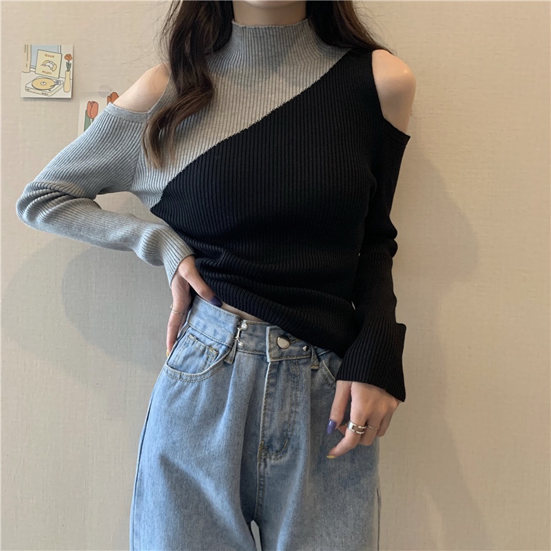 IELGYÁo Sweater Dệt Kim Mỏng Cổ Cao Thời Trang Cho Nữ