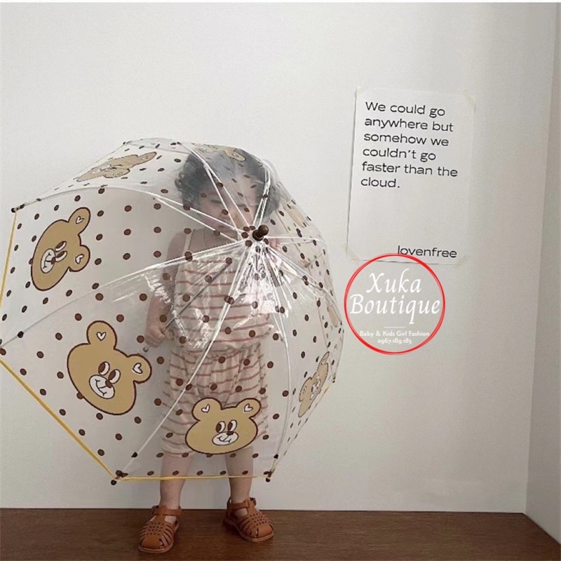 Ô Che Nắng Che Mưa Cho Bé style Hàn Quốc Ô dù trong suốt tay cầm dài