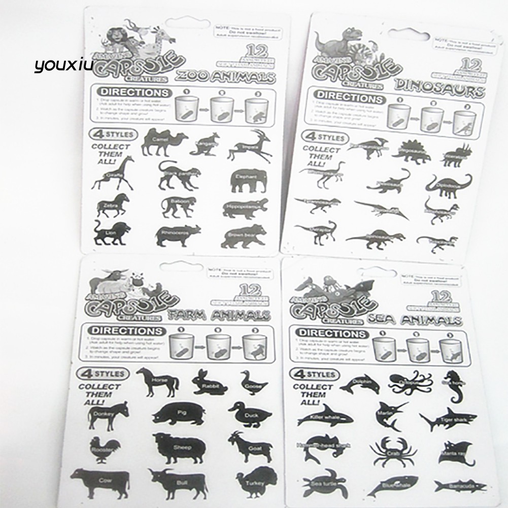 Set 12 Viên Nén Đồ Chơi Nở Trong Nước Hình Các Con Vật Cho Bé