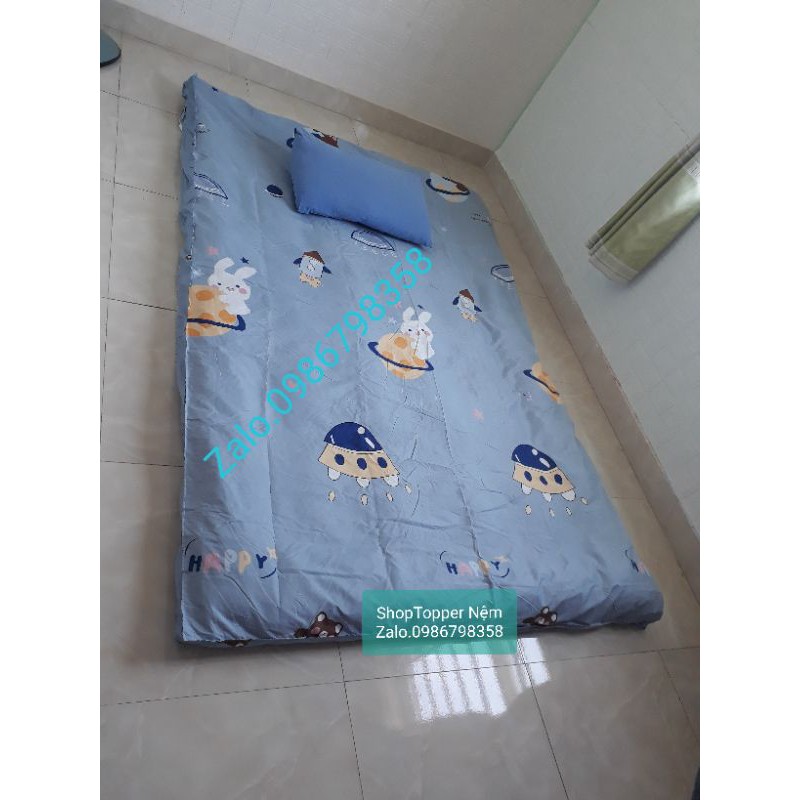 Áo Ga Bọc Nệm Topper 2 Mặt Có Khóa Kéo, Size 1m~2m2x2m (ảnh thật)