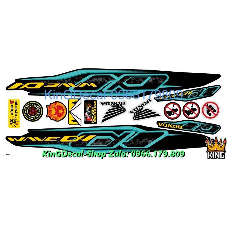 Tem Rời Wave  50cc,100cc 1 Mặt Đủ Màu nền Đen,Trắng - Ảnh Thật #Temxemay #Decal #Wave50cc #Wave100