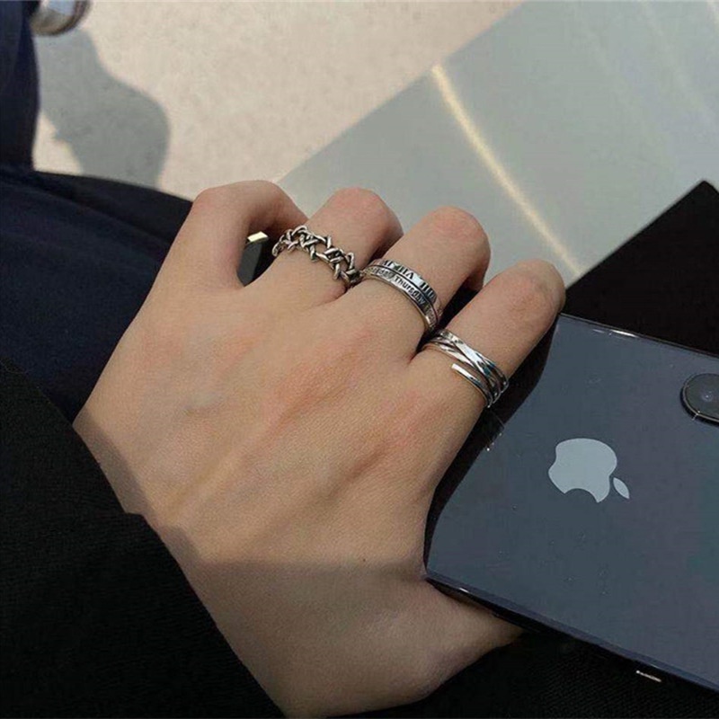 Bộ Nhẫn Thời Trang Hình Trái Tim Và Dây Xích Phong Cách Cổ Điển Cho Nữ