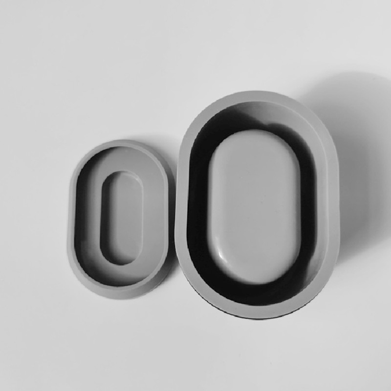Khuôn Silicone Hình Oval Làm Chậu Hoa Có Nắp Đậy DIY
