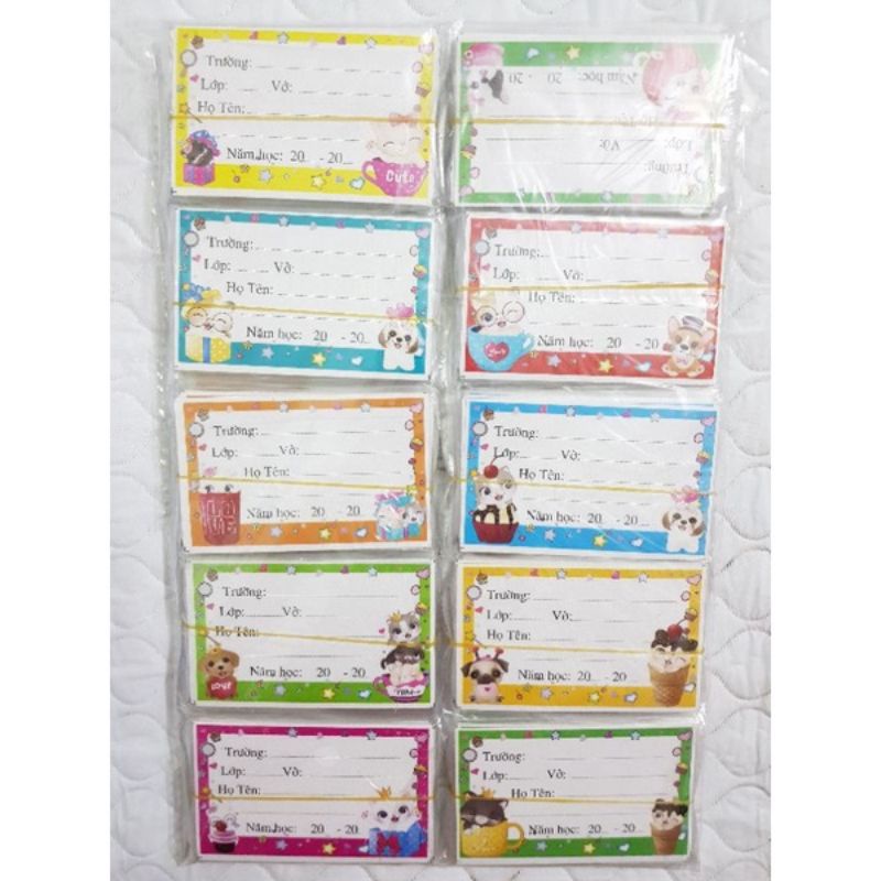 Nhãn vở hồng hà cho học sinh decal 100 tấm