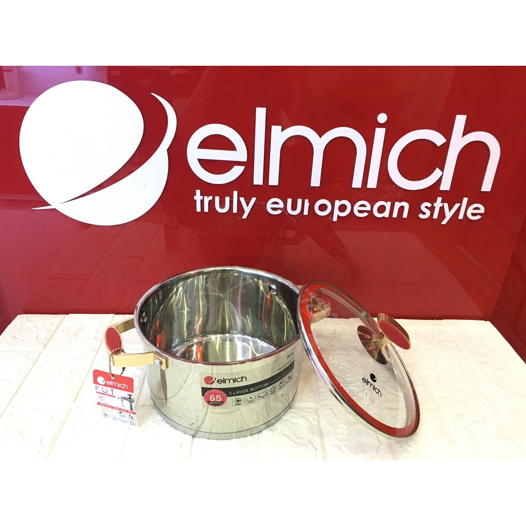 Nồi Elmich inox 304 Red Velvet 18cm, 20cm, 22cm, 24cm