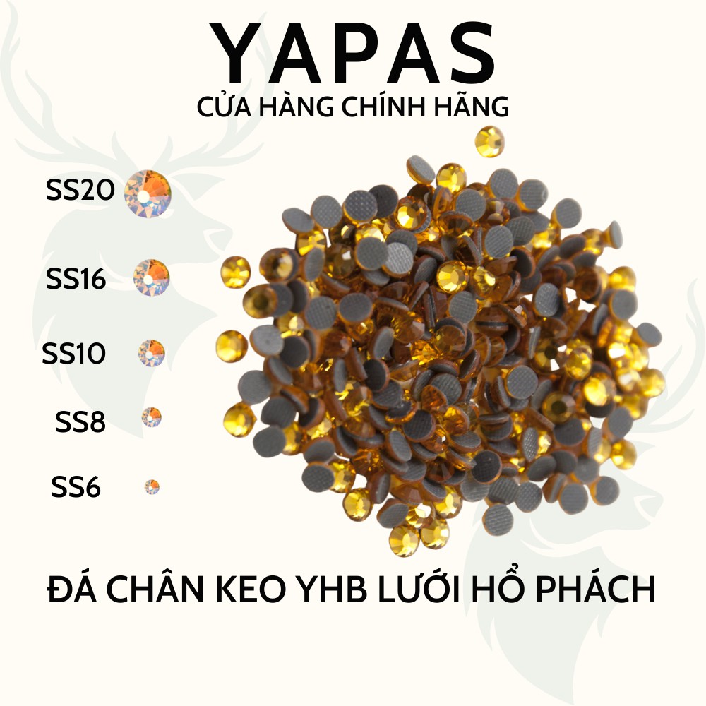 Đá đính móng chân keo YHB lưới siêu sáng màu Hổ Phách 500 viên size 2mm - 5mm