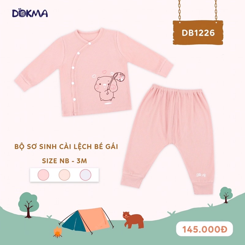 [DB1226] Bộ sơ sinh Dokma sợi gỗ sồi mềm mại cho bé gái (NB-3M)