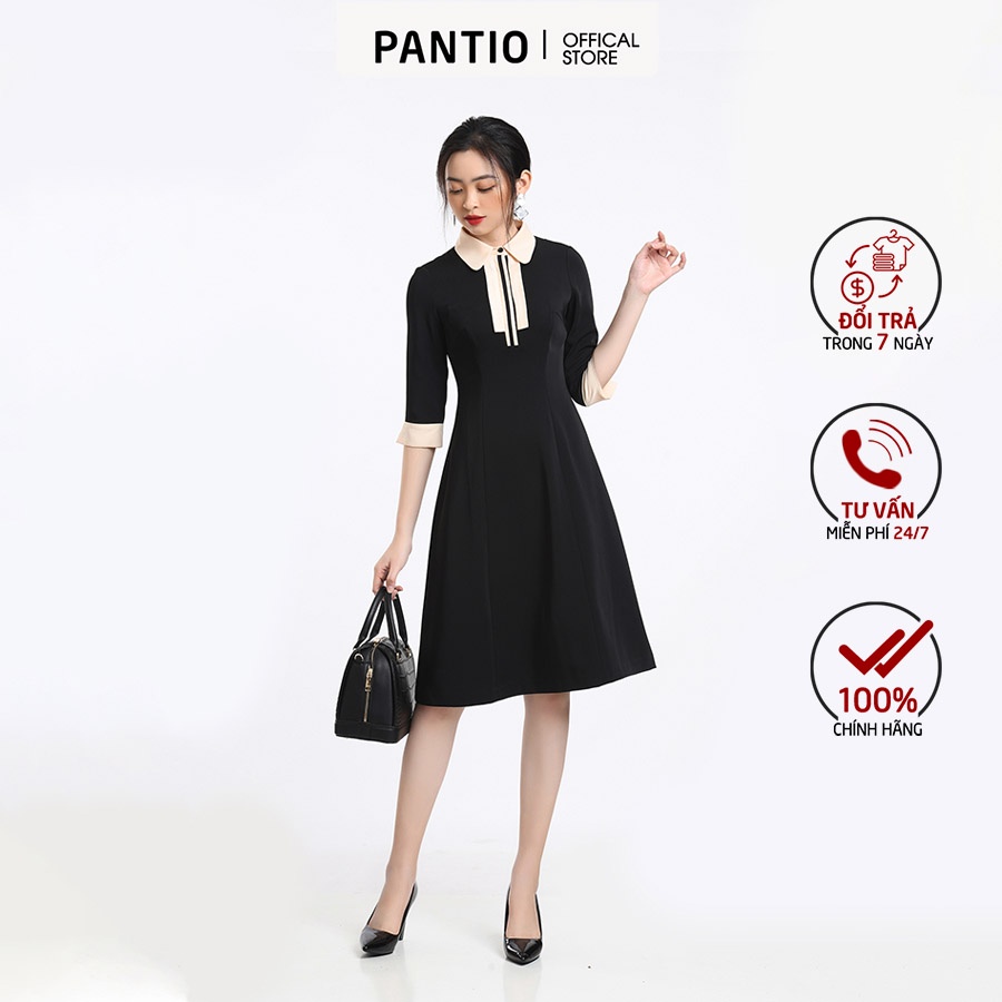 Đầm công sở kiểu dáng sang trọng thiết kế cổ đặc biệt dáng xòe FDC12680 - PANTIO