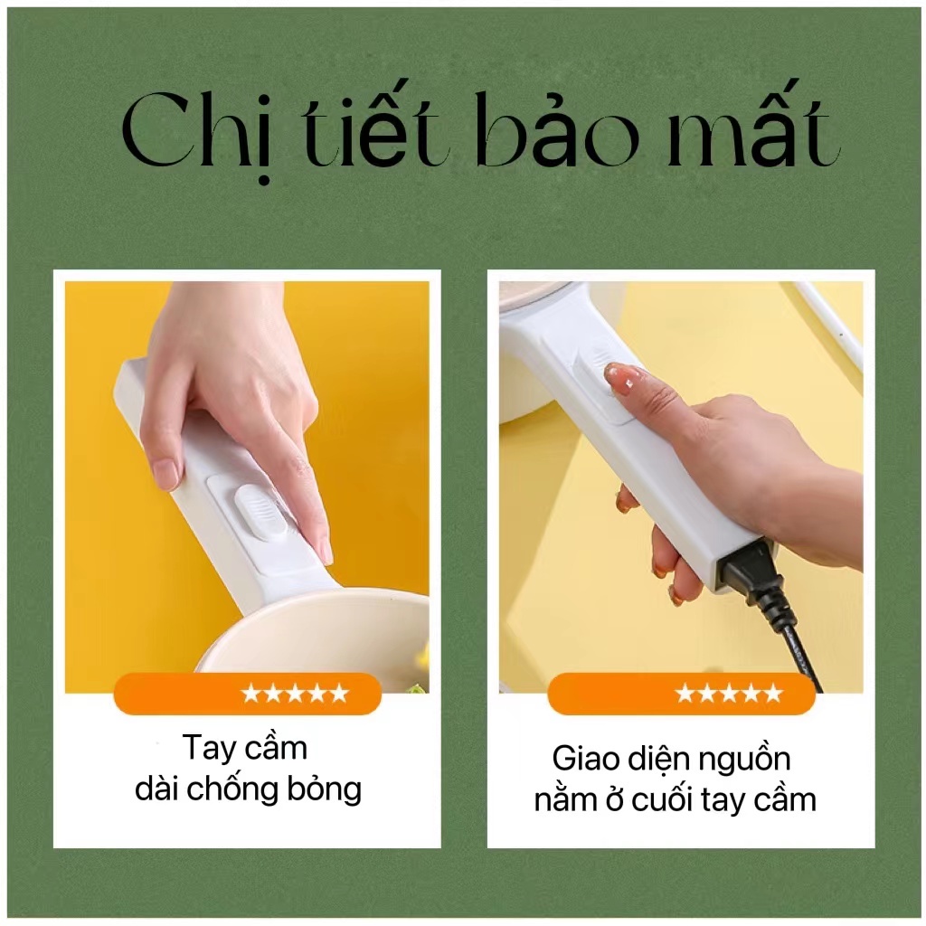 Nồi Điện Mini 2 Tầng Đa Năng Tặng Kèm Khay Hấp ( Chiên, Xào, Nấu ăn, nấu cơm, nấu lẩu mini ) cho 1-3 người