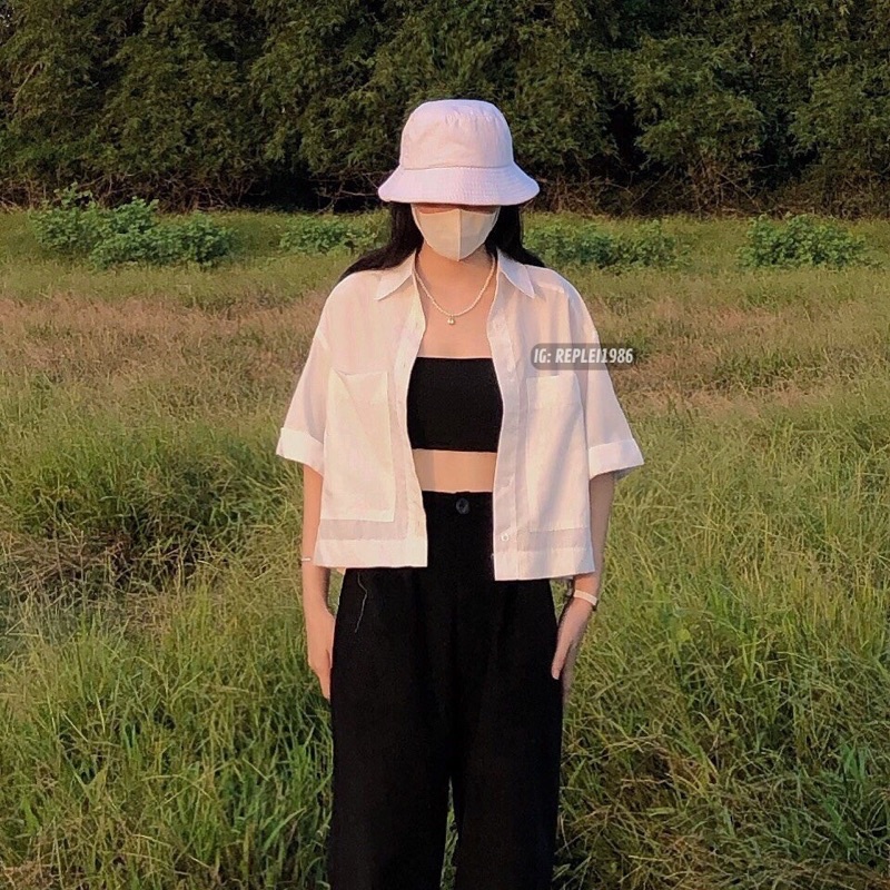 [ẢNH THẬT ĐỘC QUYỀN REPLEI1986] Áo sơ mi croptop HUYN