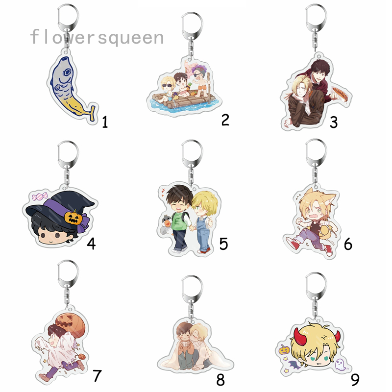 flowersqueen Móc Khóa Acrylic Hình Cá Hoạt Hình Đáng Yêu